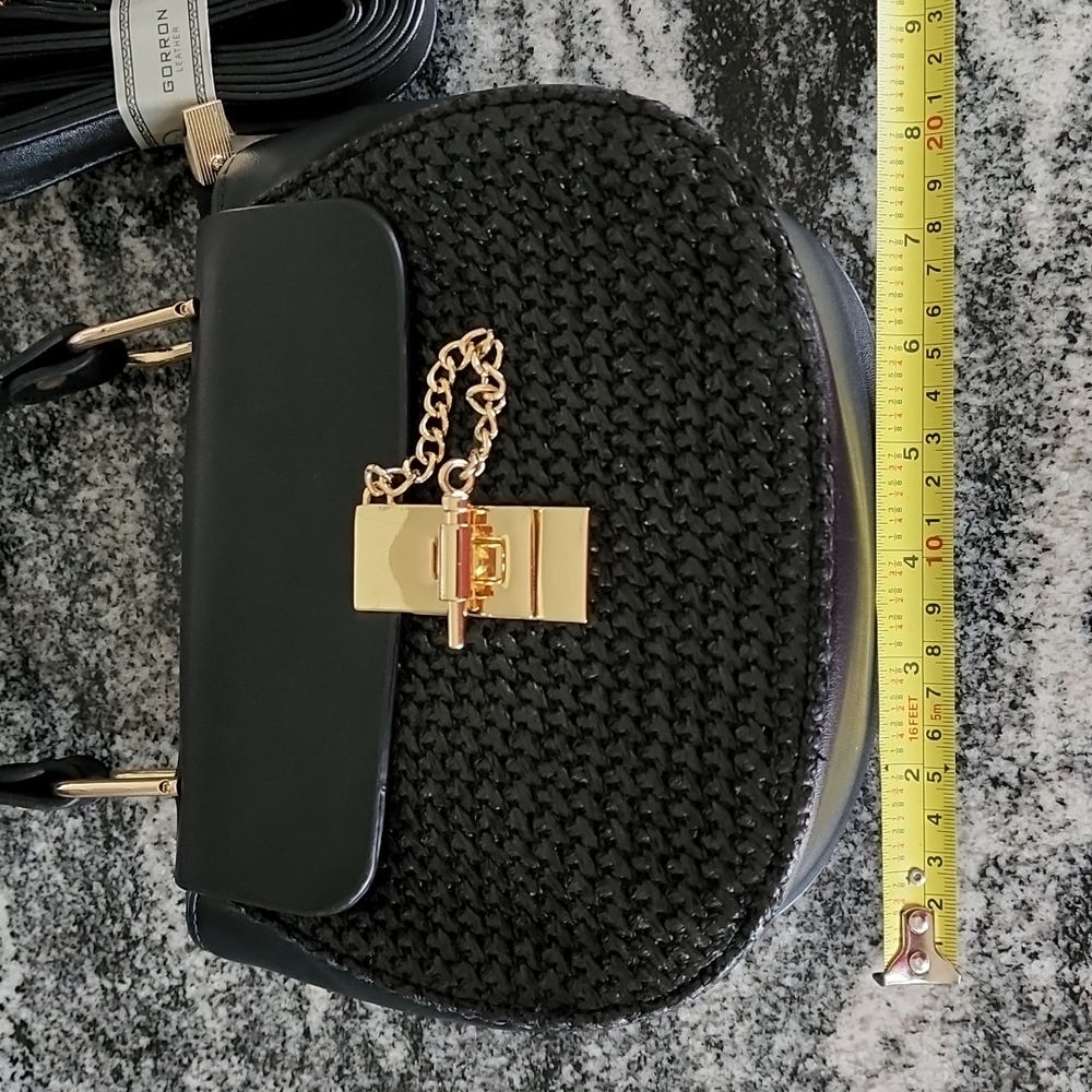 New Gorran Leather Crossbody or Handheld Bag Mini Weaved Front Classic - Picture 11 of 12